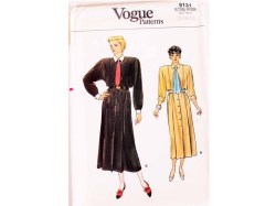 9131 VOGUE 1980S LONGER BUTTON BLOUSON LONG SLEEVE SHIRT DRESS PATTERN 8